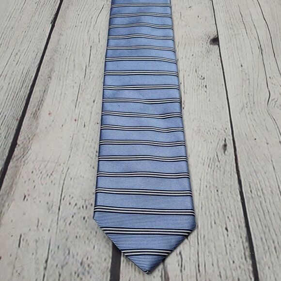 JOS. A. Bank Light Blue Navy White Striped Tie - Picture 1 of 8